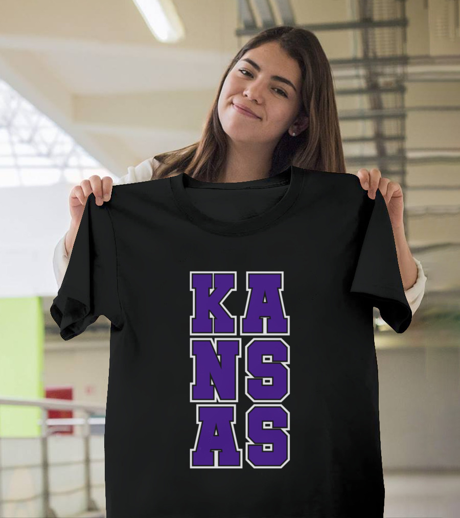 Kansas Purple Block Letters T-Shirt