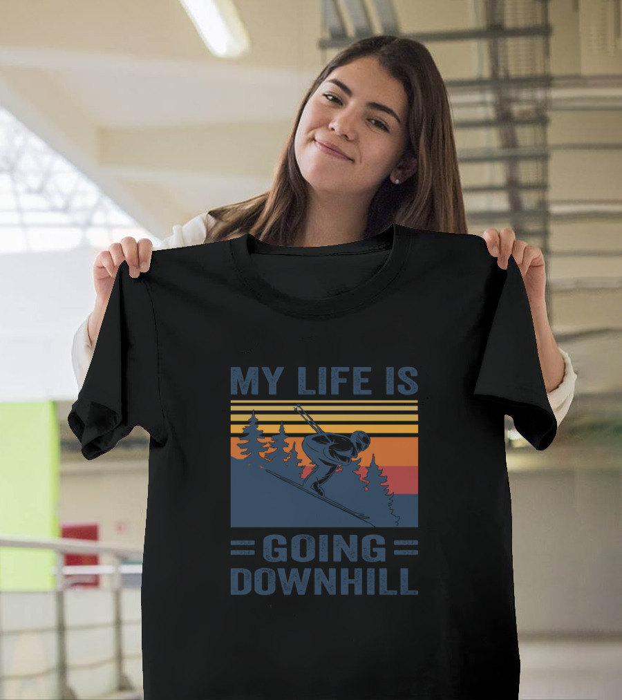 My Life Is Going Downhill Skiing Sunset T-Shirt