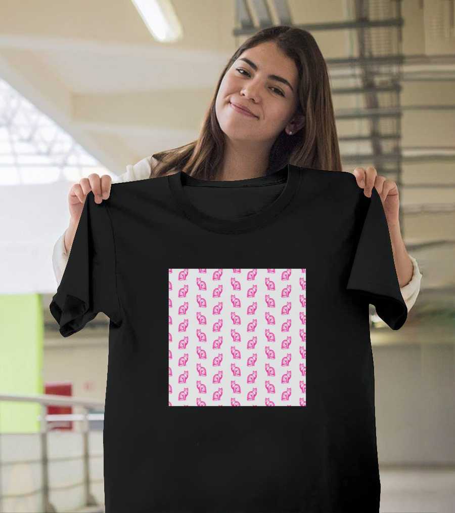 Pink Cat Sketch Pattern for Painting Lovers Artist Painter T-Shirt