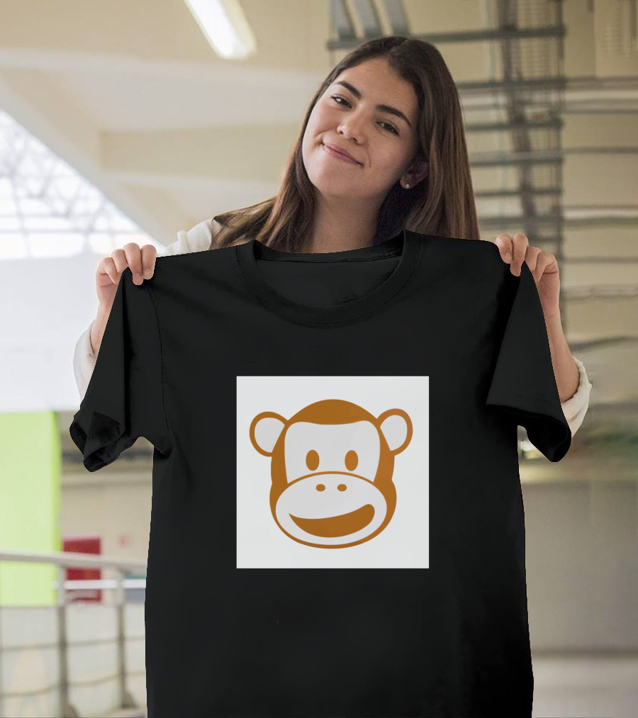 Bape White Monkey Icon Brown Face Simple Happy Expression T-Shirt