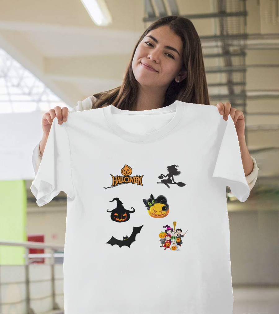 Halloween Cat Pumpkin Bat Kitten Kitty Witch Ghost Pumpkin T-Shirt