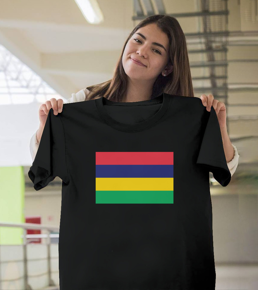 Flag of Mauritius Red Blue Yellow Green Stripes T-Shirt