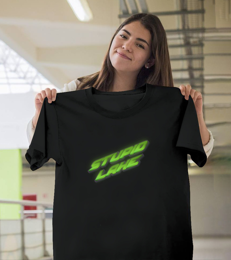 Stupid Lake Neon Green Text T-Shirt