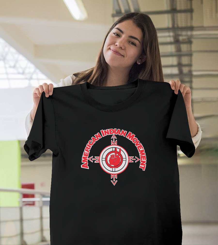 American Indian Movement Red Hand Symbol with Compass T-Shirt