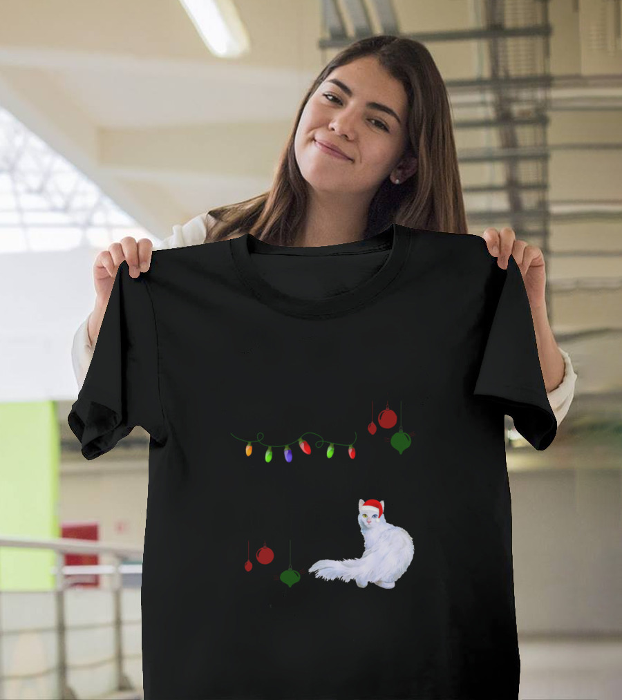 Turkish Angora Around the Christmas Tree Lights and Ornaments T-Shirt