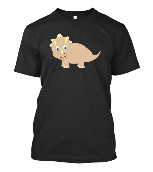 Cartoon Triceratops Children Dino Motif Cute Kids Paleontology T-Shirt