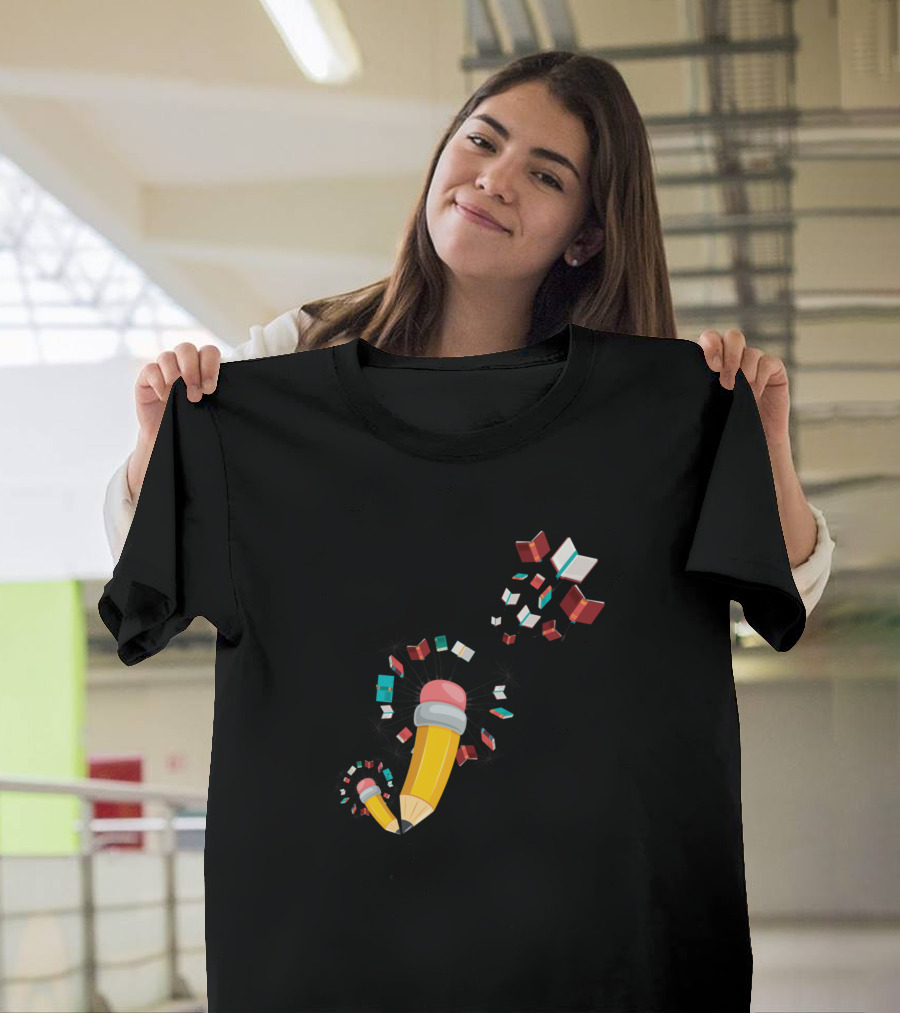 Dandelion Books Flying Pencil Reading Fan Bookworm T-Shirt