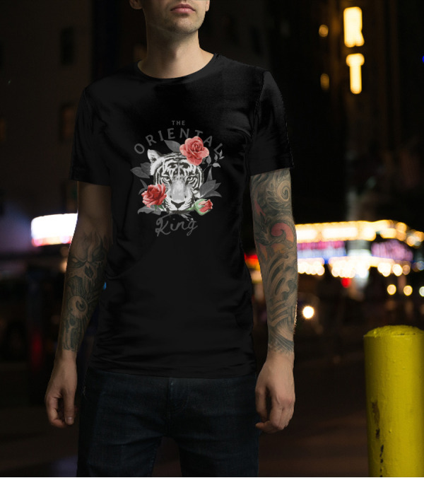 The Oriental King Tiger With Roses T-Shirt
