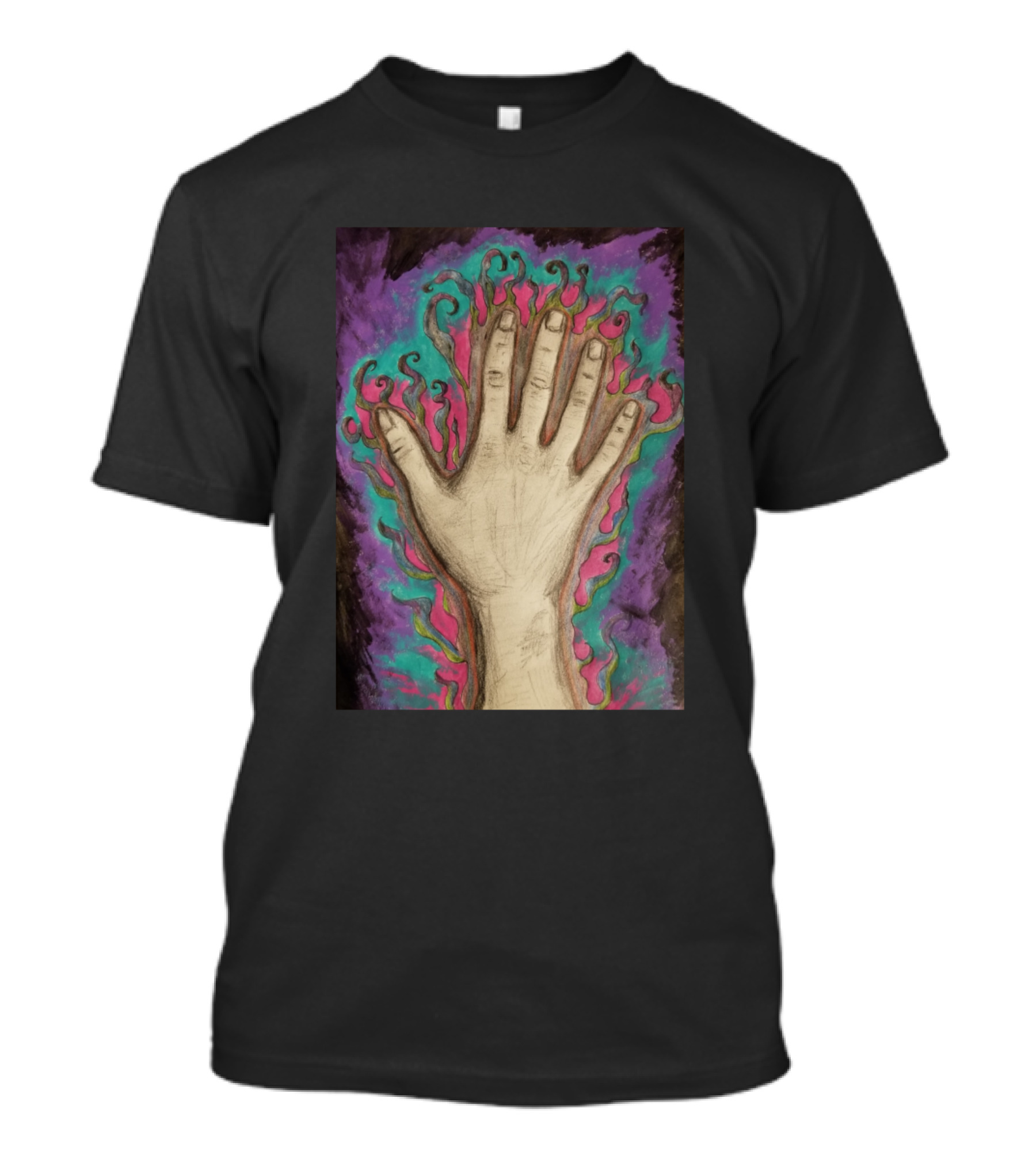 The Soul Of Creativity And Perseverance Hand With Multicolored Flames T-Shirt