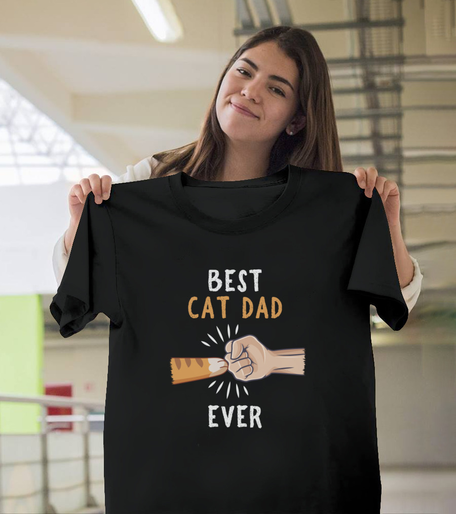 Best Cat Dad Ever Paw Fist Bump Forearm Connection T-Shirt