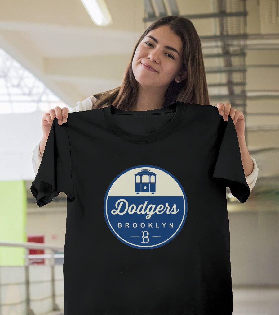 Brooklyn Dodgers Logo Classic Brooklyn B Trolley T-Shirt
