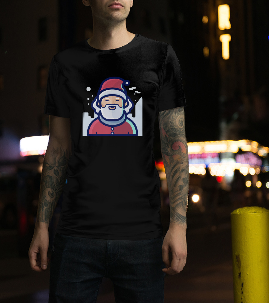 Cute Santa Face Xmas For Kids Children T-Shirt