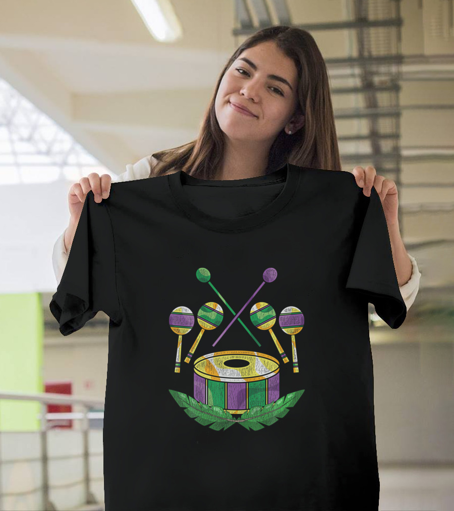 Drums Percussion Parade Carnival Music Mardi Gras Festival Sticks and Mallets T-Shirt