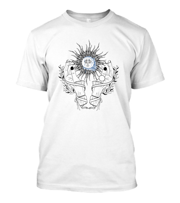 Open Hands Cosmic Sun Moon Watercolor Boho T-Shirt