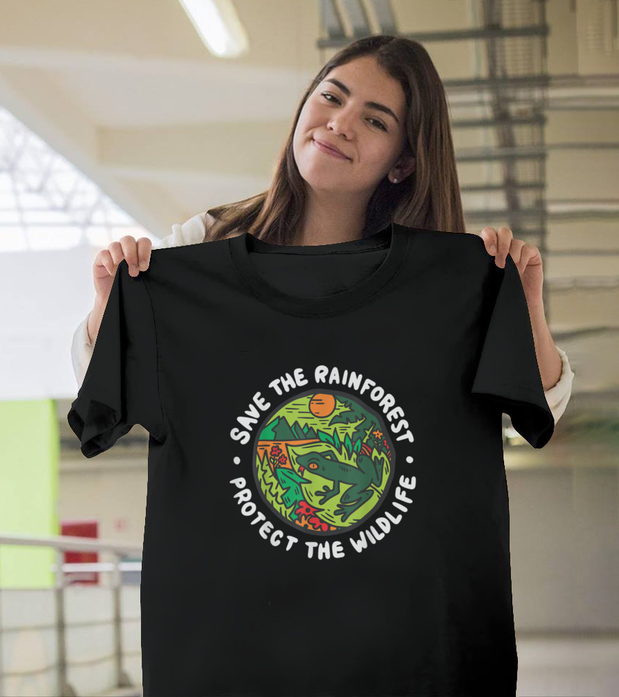 Save The Rainforest Protect The Wildlife Frog Sun Forest T-Shirt