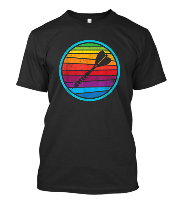 Retro Rainbow Dart Player Icon Darts T-Shirt