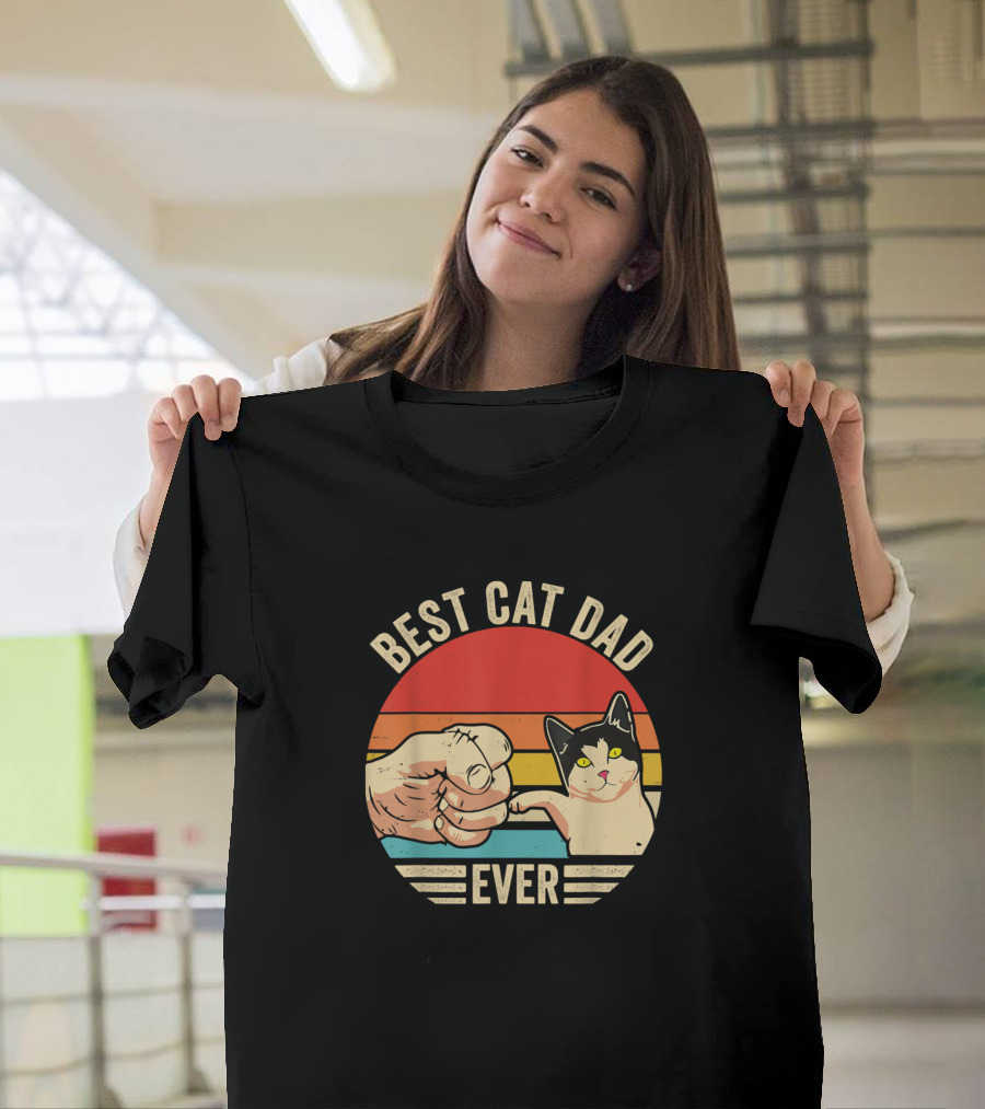 Best Cat Dad Ever Fist Bump Cat Daddy Father's Day T-Shirt