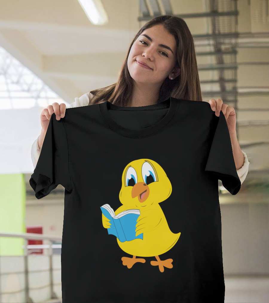 Children Book Chicken Chick Reading Animal Motif Blue Book T-Shirt