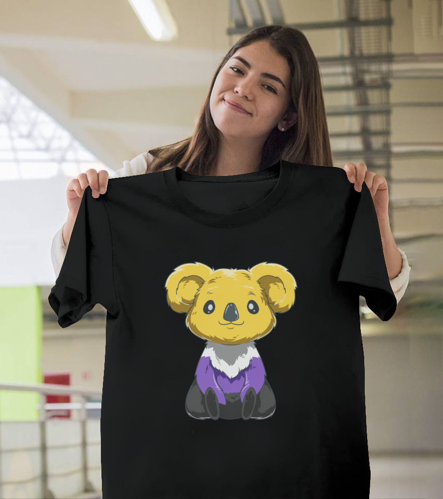 Cute Nonbinary And Genderqueer Koala Yellow and Purple T-Shirt