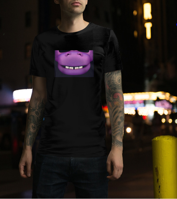 Fnaf Mr Hippo Purple Face Mask Front View T-Shirt