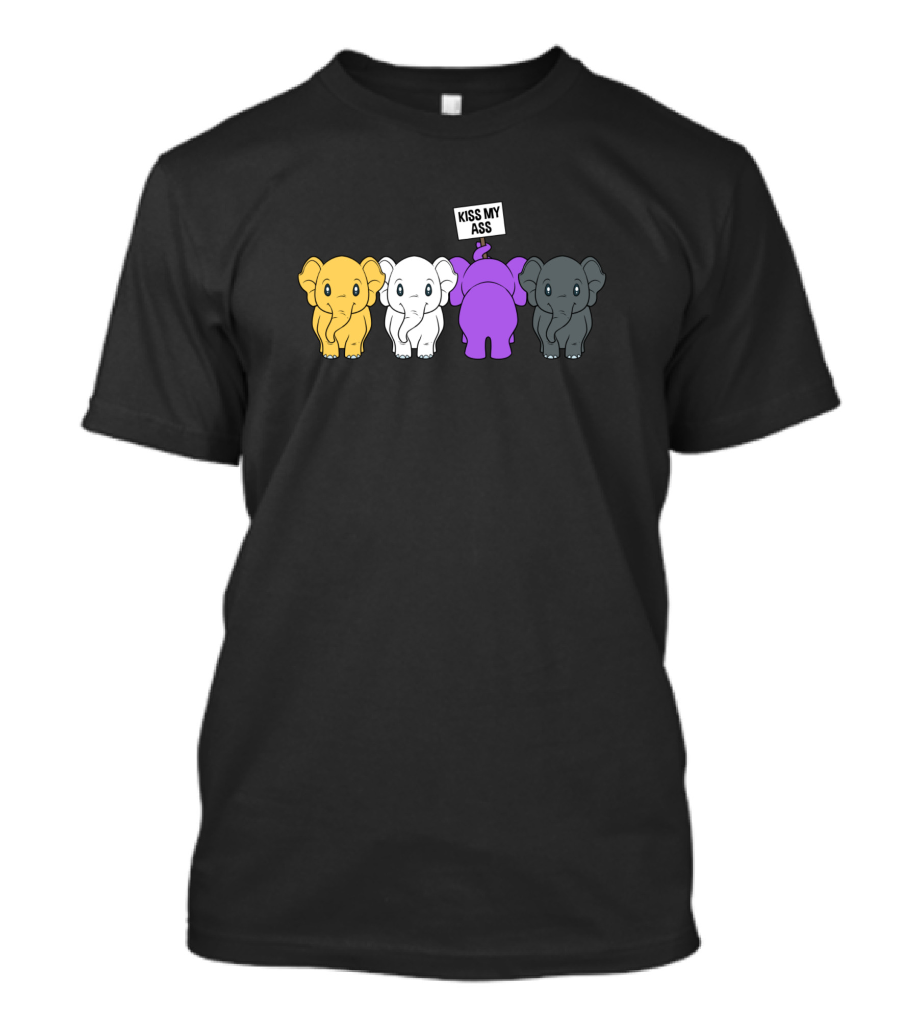 Kiss My Ass Funny Nonbinary Genderqueer Elephants T-Shirt