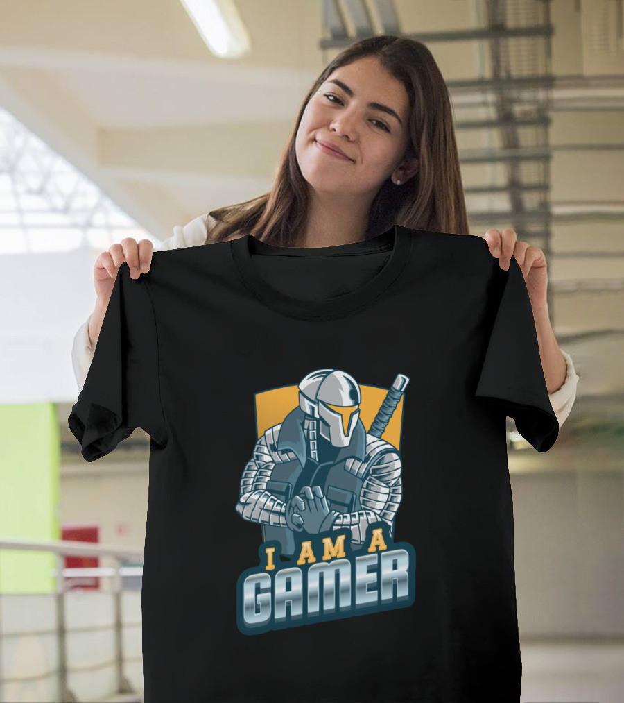 I Am A Gamer Futuristic Warrior with Helmet and Sword T-Shirt