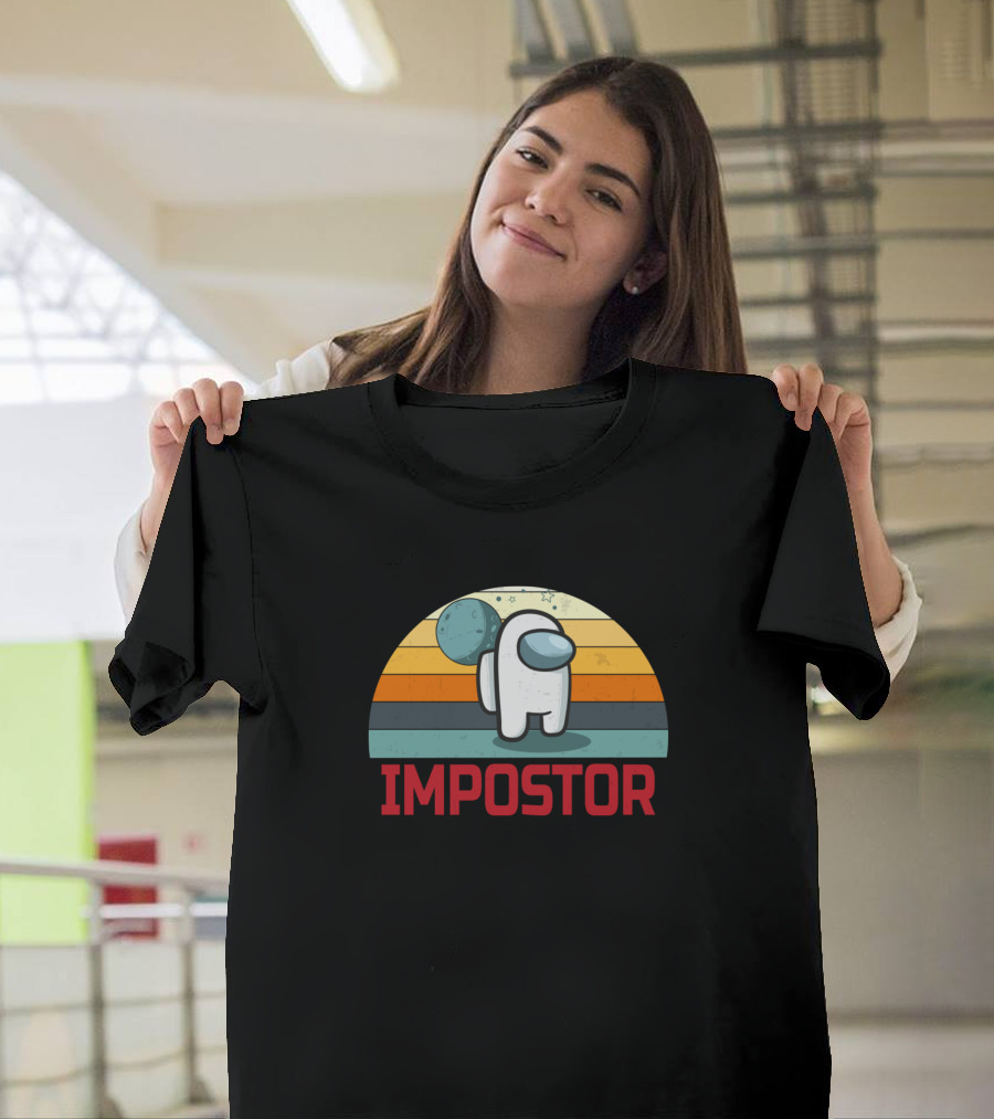 Impostor Among Us Retro Spacesuit çizimi T-Shirt