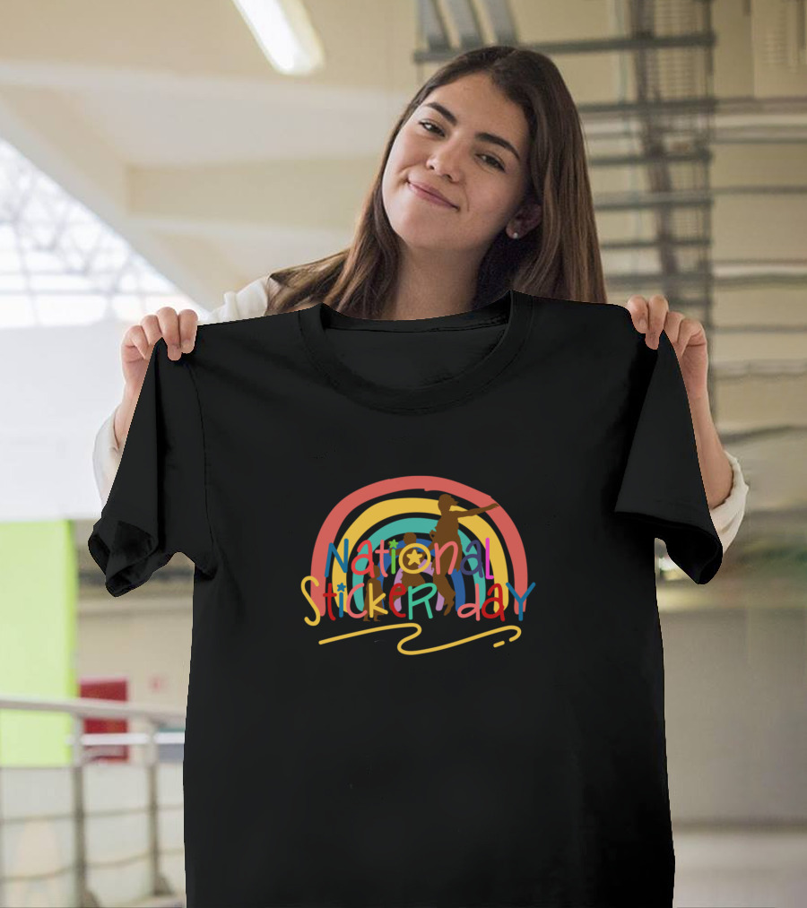 National Sticker Day Rainbow T-Shirt