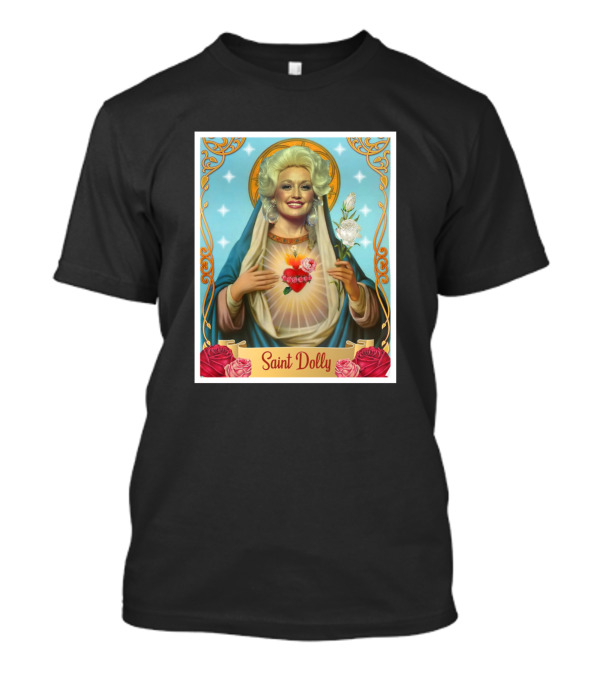 Saint Dolly Parton Radiant Iconic Portrait With Roses And Sacred Symbols T-Shirt