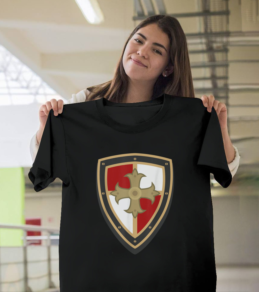 Medieval Knighidea Shield with Cross Emblem Design Renaissance Tunic T-Shirt