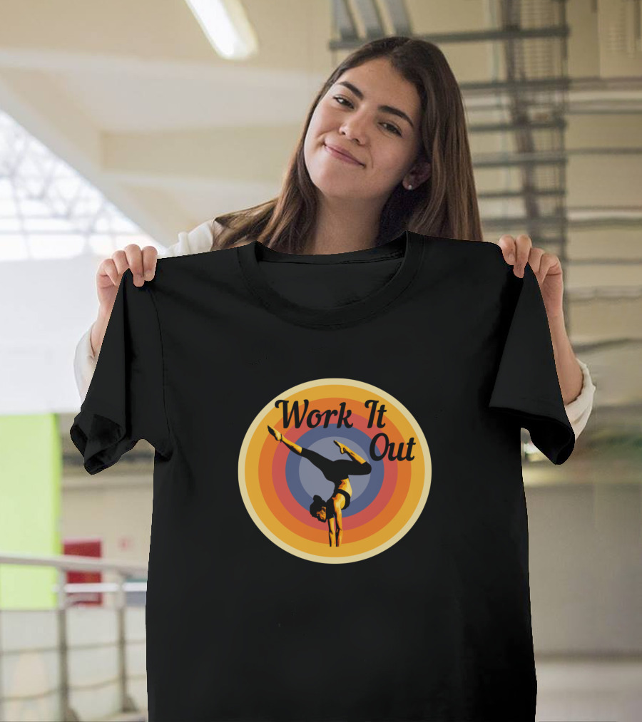 Work It Out Handstand Retro Circle Gradient T-Shirt