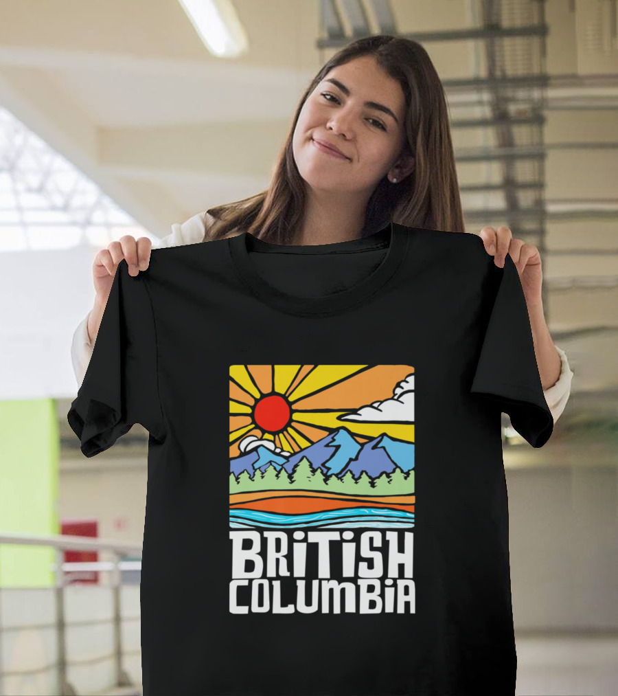 British Columbia Canada Artistic Nature Mountains Sun and Trees T-Shirt