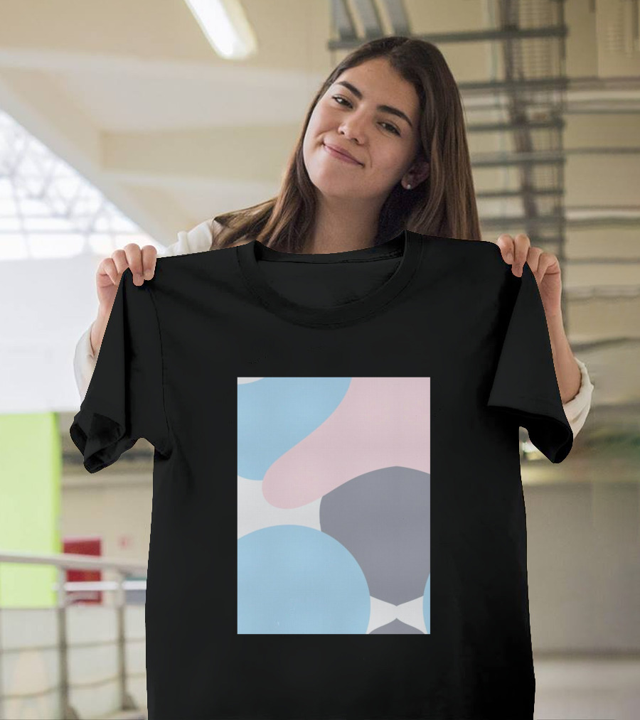 Colorful Painting Abstract Blue Pink Gray Shapes T-Shirt