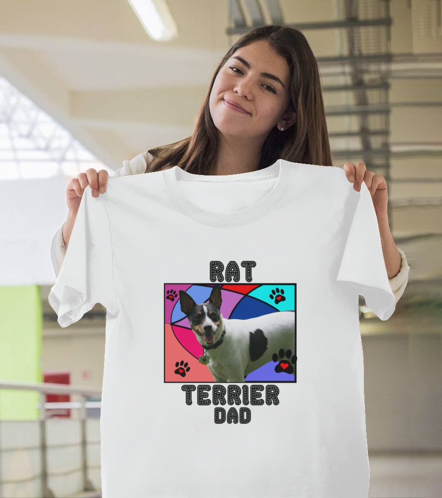 Rat Terrier Dad Paw Print Heart T-Shirt