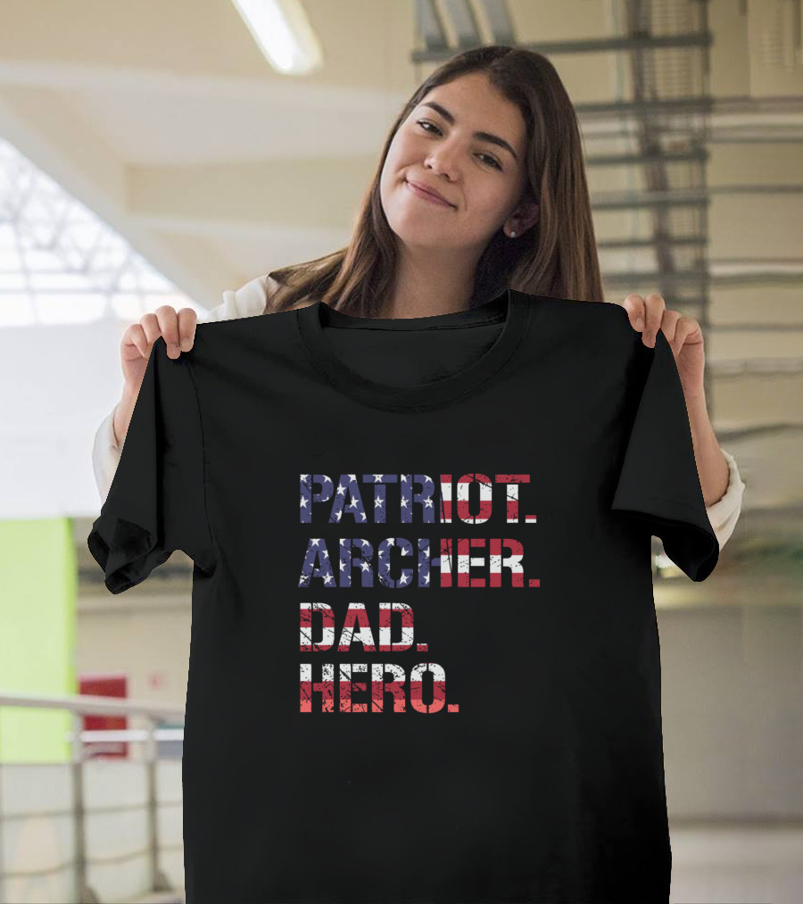 PATRIOT ARCHER DAD HERO USA Flag T-Shirt