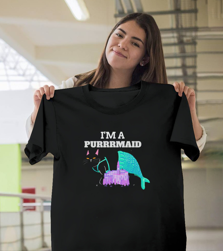 I'm a Purrrmaid Cat With Mermaid Tail and Castle T-Shirt
