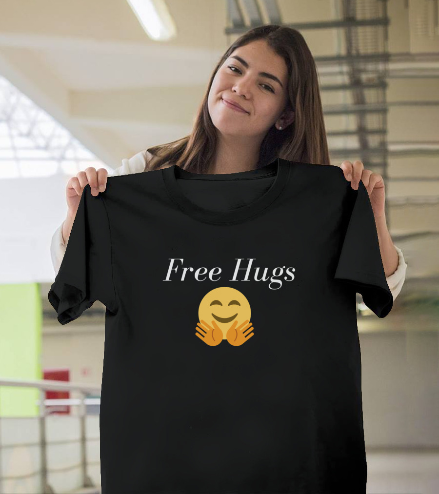 Free Hugs Smiling Emoji Hugging Face T-Shirt