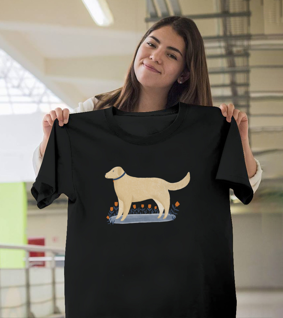 Labrador with Orange Tulips and Collar T-Shirt