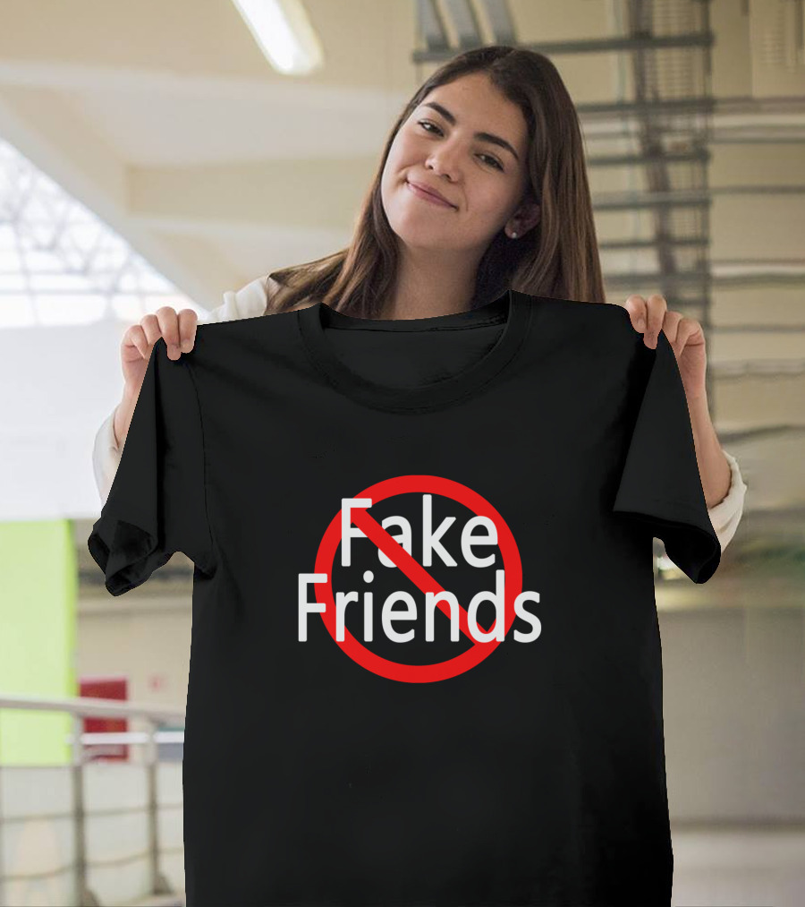 Fake Friends No Symbol Red Circle Line T-Shirt