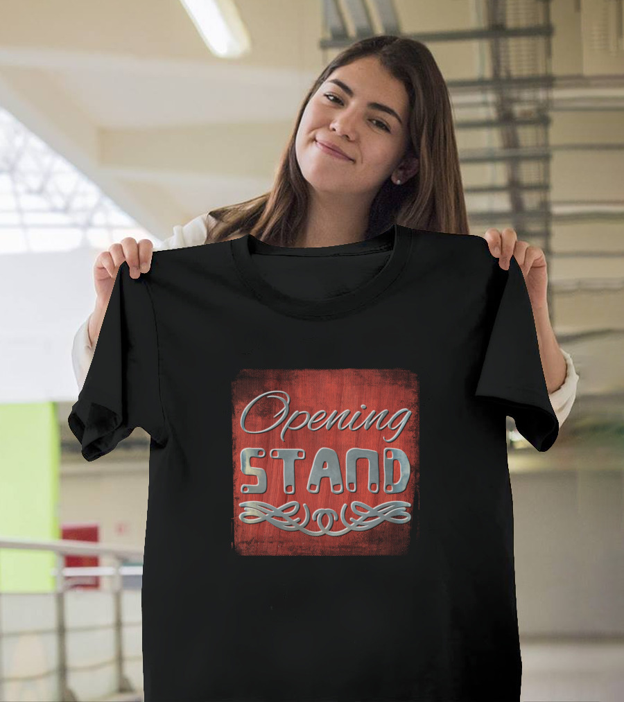 Opening Stand Red and Silver Typography T-Shirt