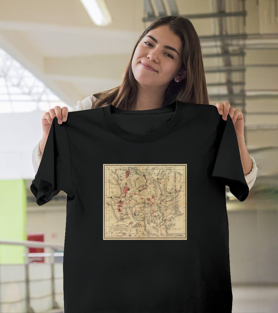 Yellowstone National Park 1895 Vintage Map T-Shirt