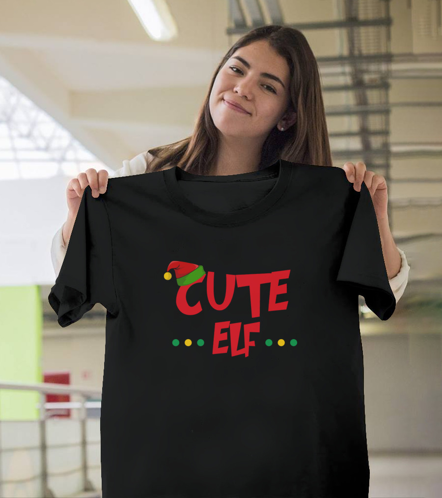 Cute Elf Santa Hat Christmas Colors T-Shirt