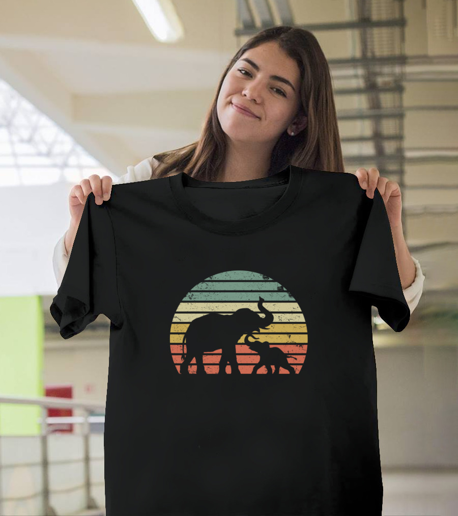 Vintage Elephant Sunset Colors T-Shirt