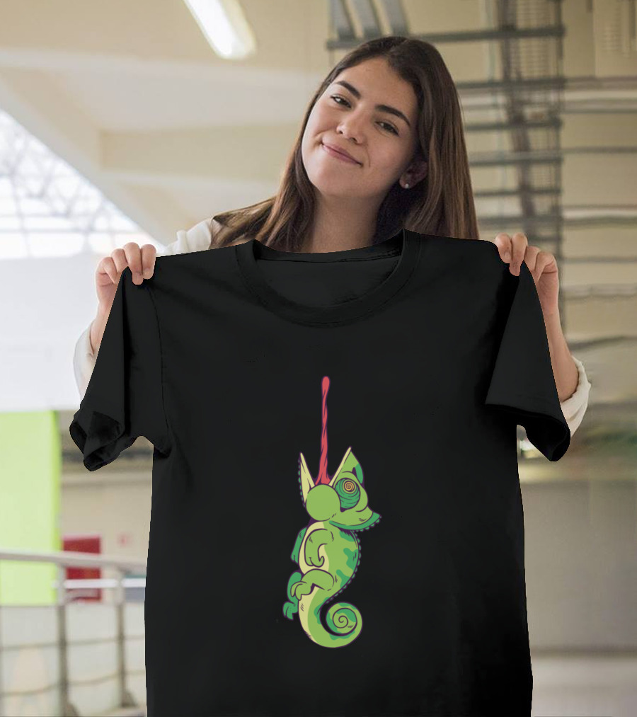 Chameleon Cartoon with Unicorn Horn T-Shirt