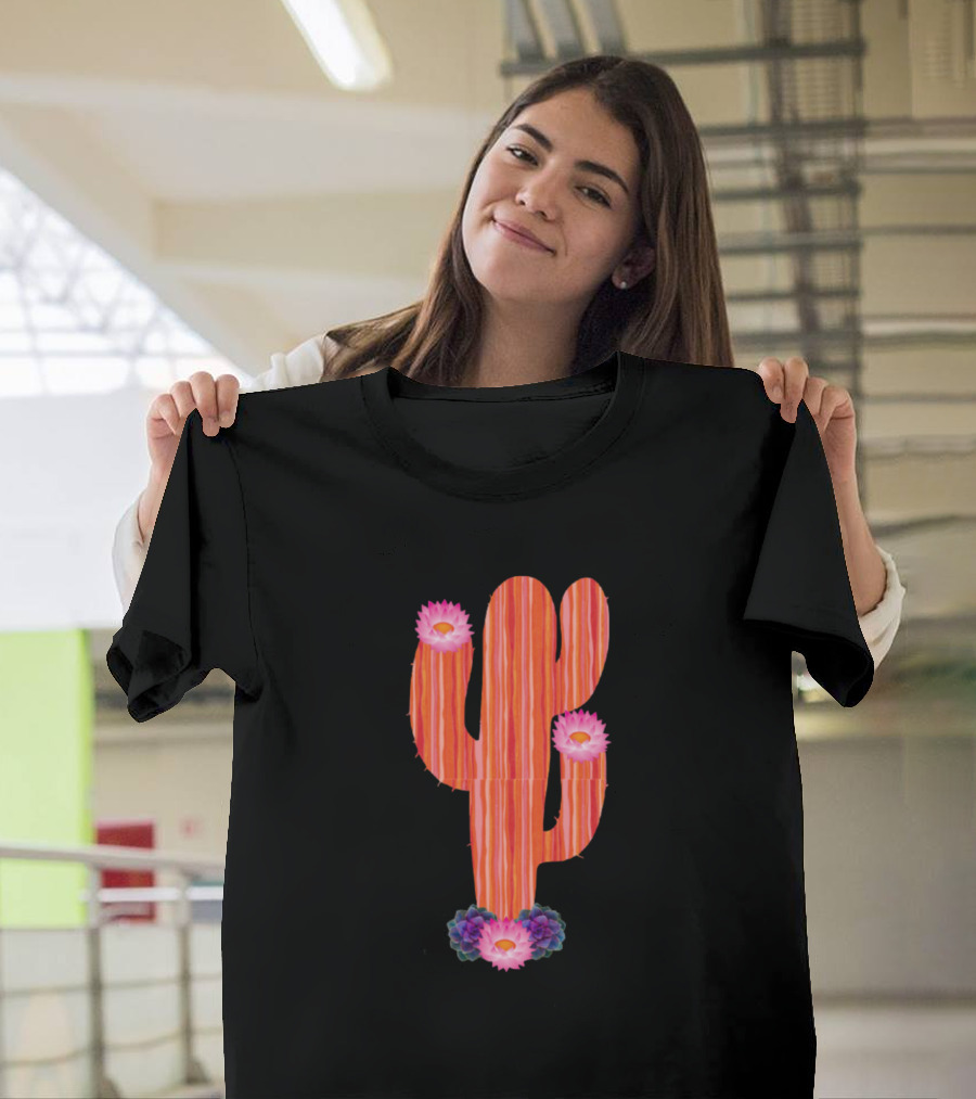 Desert Cactus with Vibrant Blossoms T-Shirt