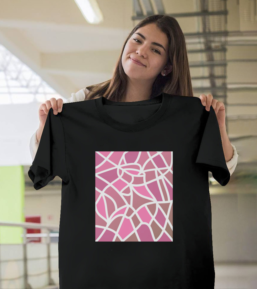 Lines2 Rose Geometric Pink Abstract T-Shirt
