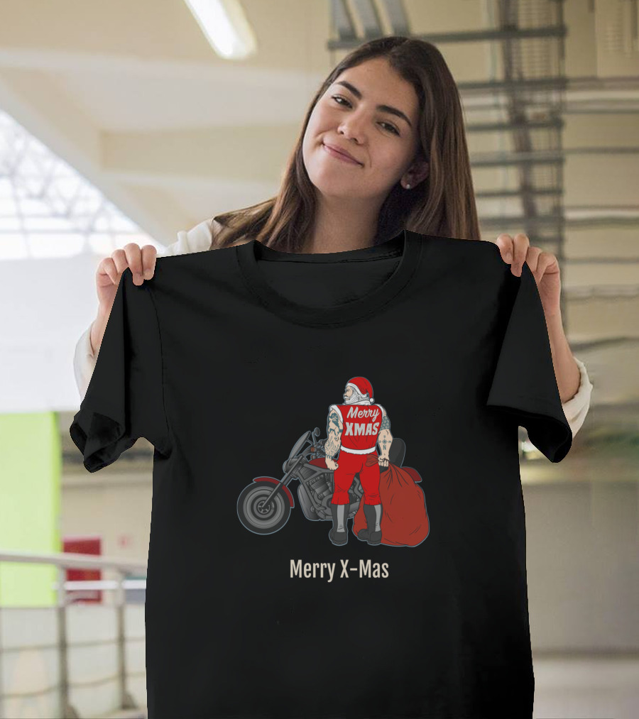 Merry X-Mas Santa Claus Motorcycle Anti Nicholas Muscle T-Shirt