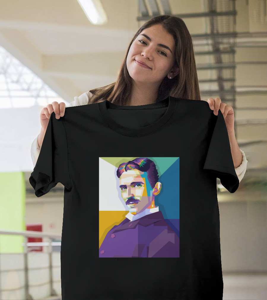 Nikola Tesla Colorful Geometric T-Shirt