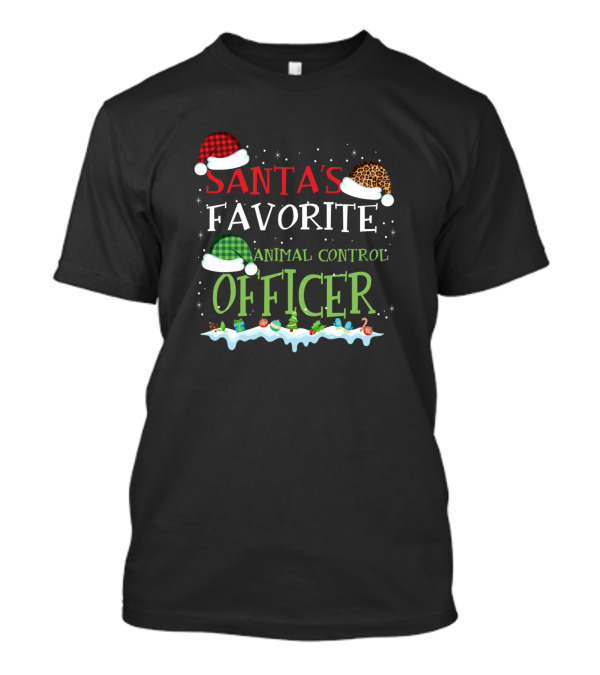 Santa's Favorite Animal Control Officer Christmas Hats Winter Decor T-Shirt