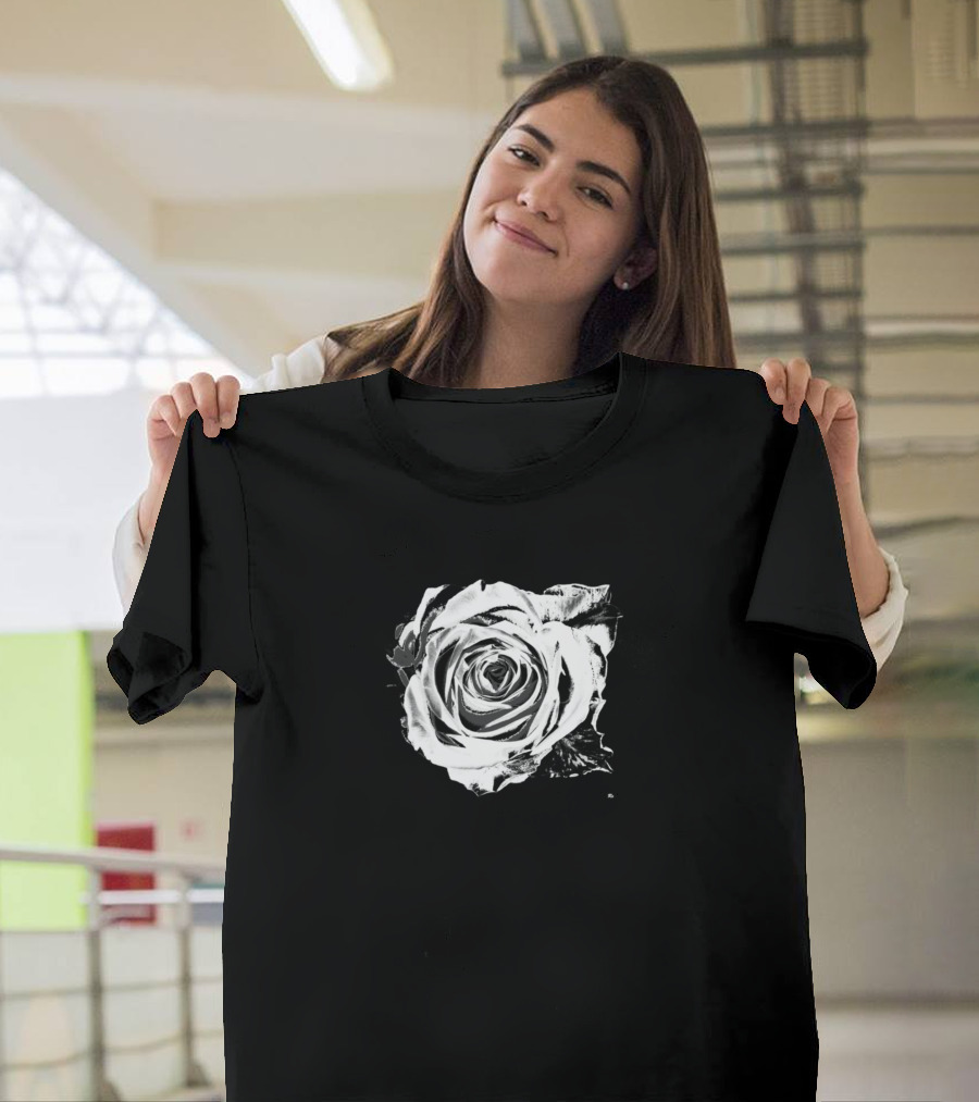 Wei E Rose Zum Einsteigerpreis Langarm Weißer Vintage Rosenprint Langärmeliges T-Shirt